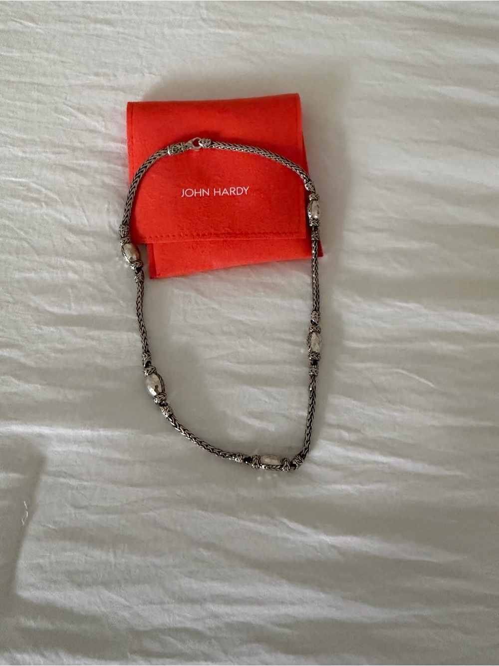 John Hardy Silver Necklace with Red Pouch Accent - Picture 3 of 3